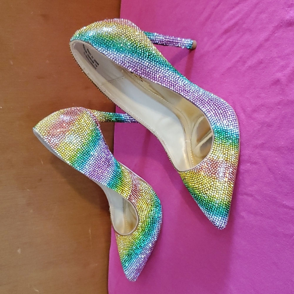 Womens Multi-color Blinged Out Rhinestone Heels - Picture 4 of 7